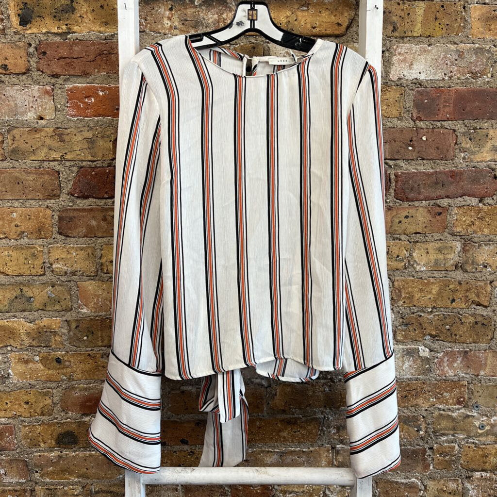 Blouse LS Stripe Tie