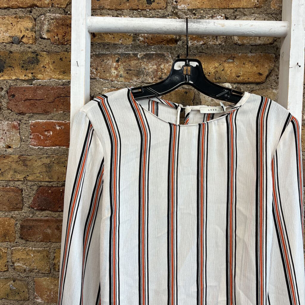 Blouse LS Stripe Tie