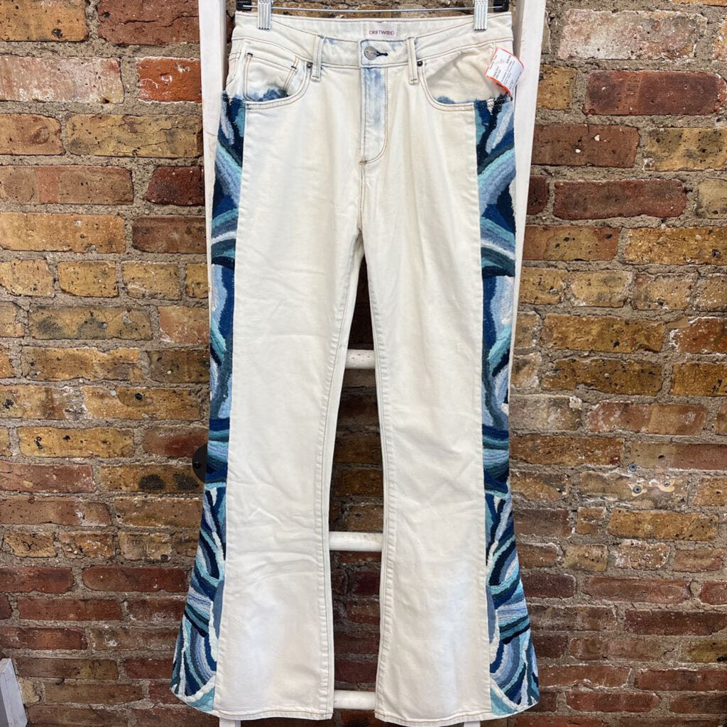 Embrd Side Flare Jeans