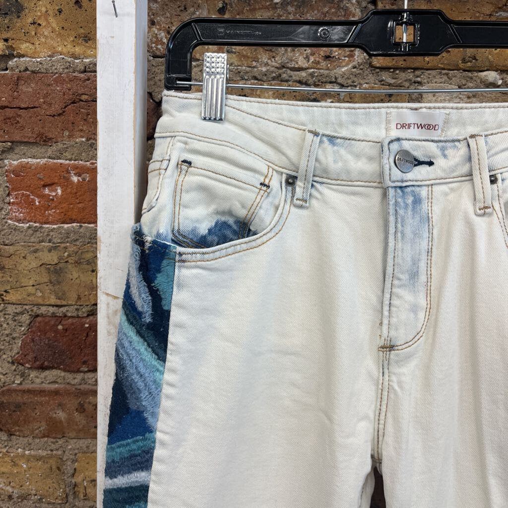Embrd Side Flare Jeans