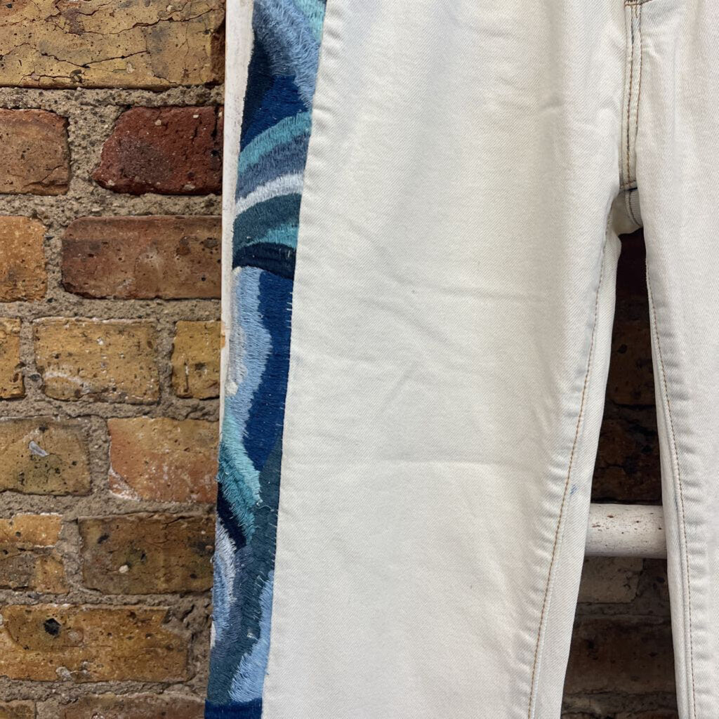 Embrd Side Flare Jeans