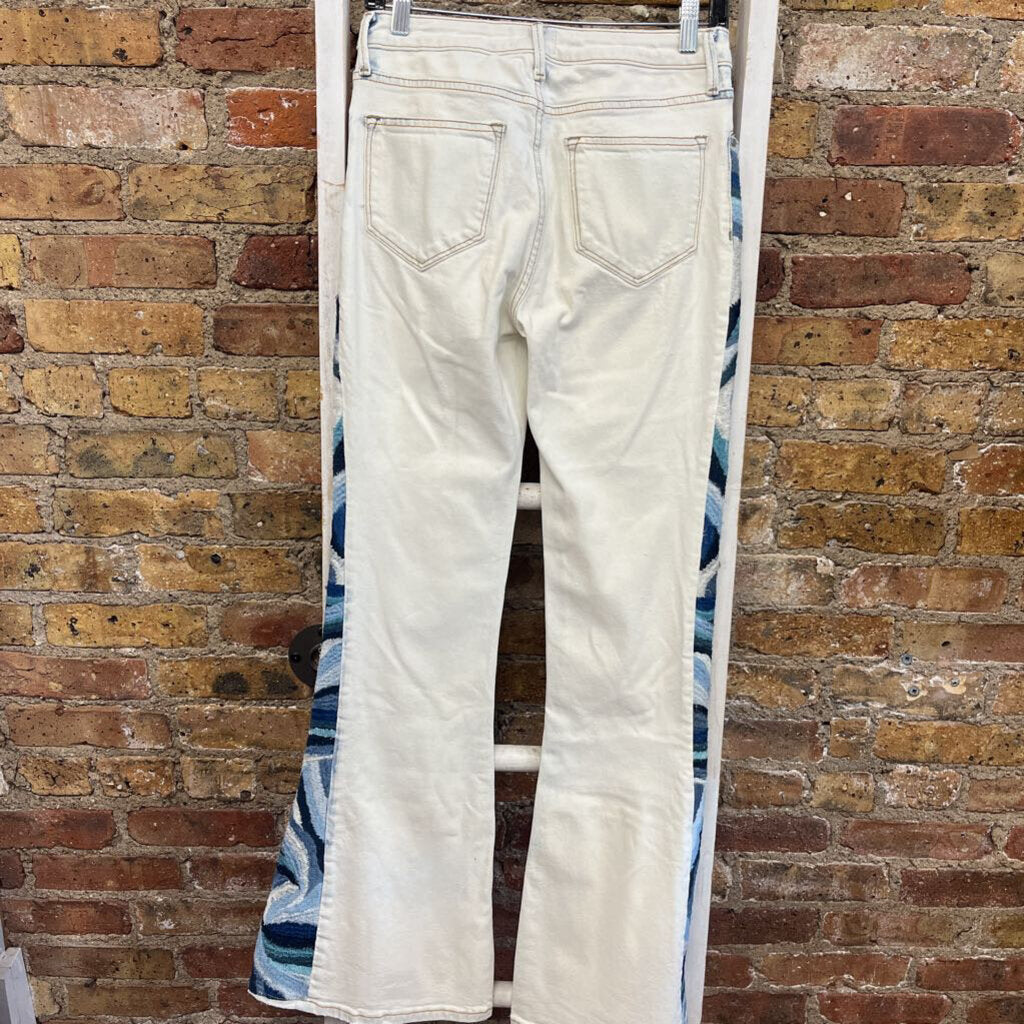 Embrd Side Flare Jeans