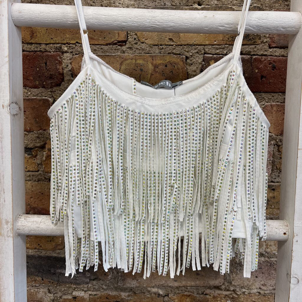 NWT Top Tank Fringe Rhinestone