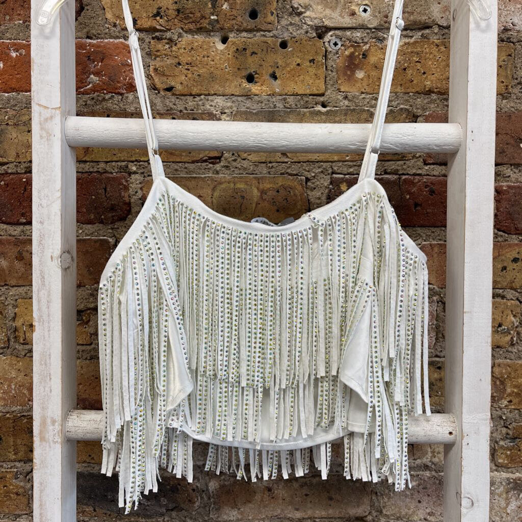 NWT Top Tank Fringe Rhinestone