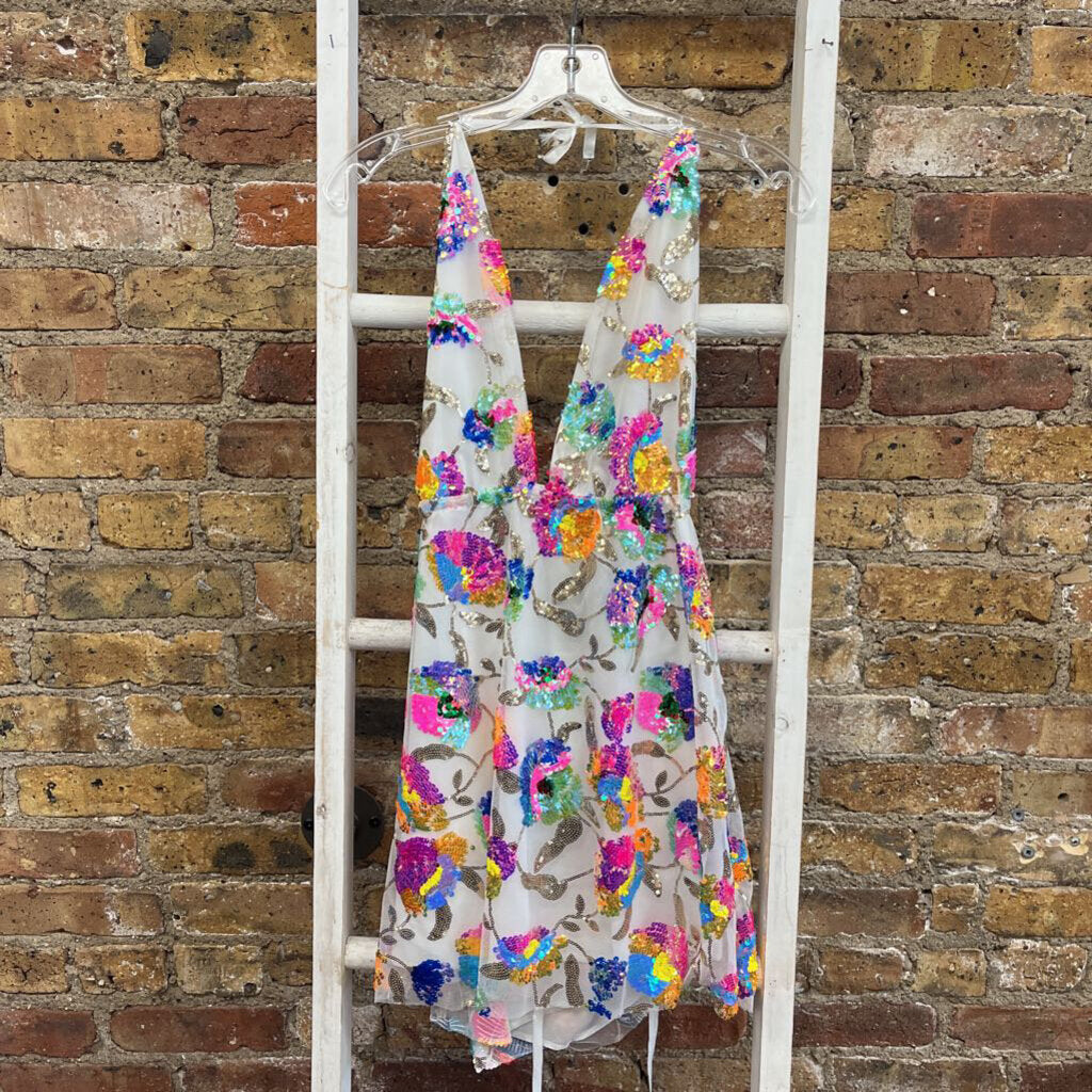 Eyelet Sequin Floral Dress