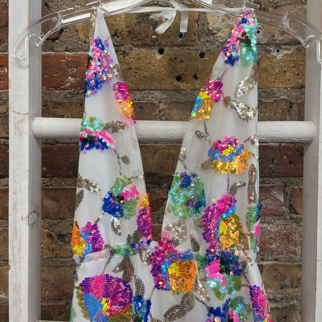 Eyelet Sequin Floral Dress