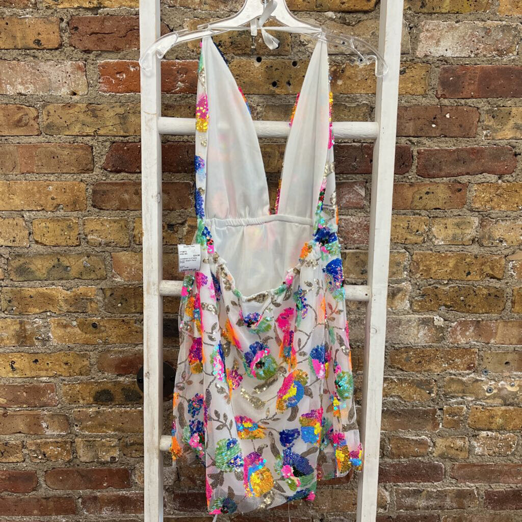 Eyelet Sequin Floral Dress