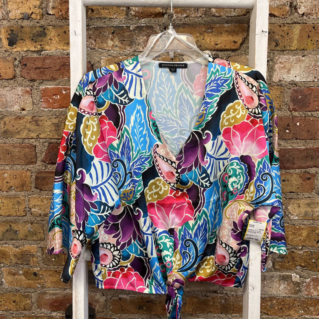 Blouse LS Floral Knot