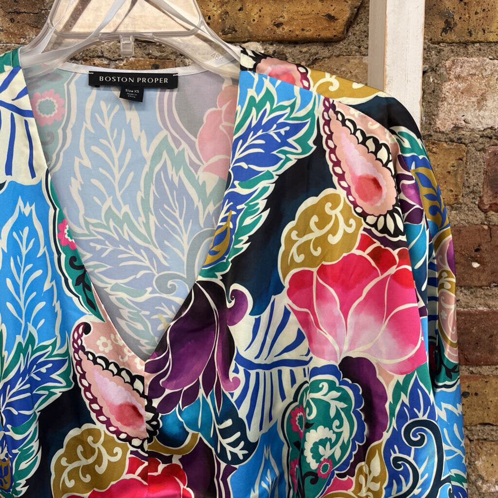 Blouse LS Floral Knot