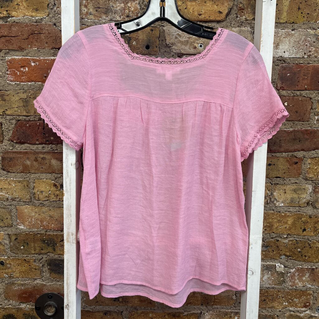 Embrd Neck SS Top