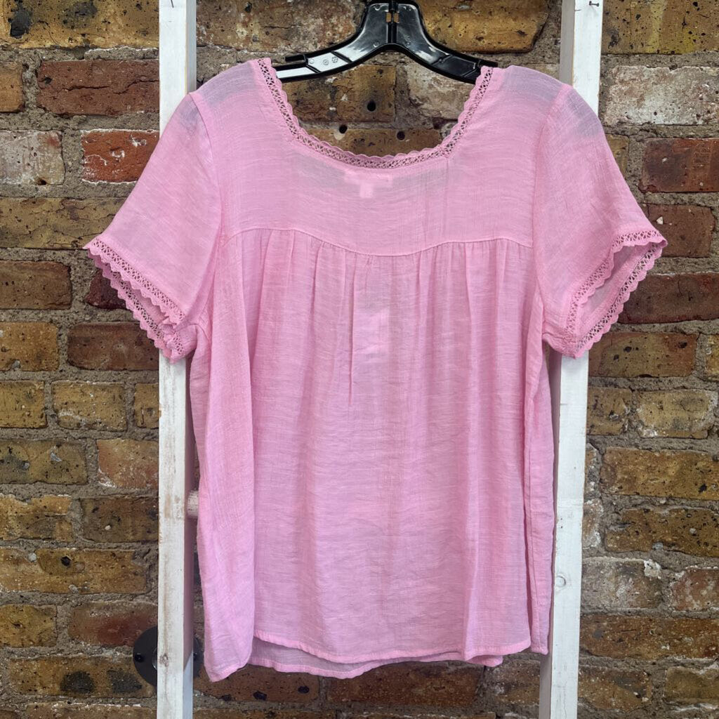 Embrd Neck SS Top