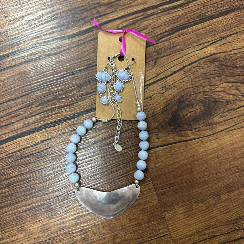 Metal & Bead Necklace & Earring Set