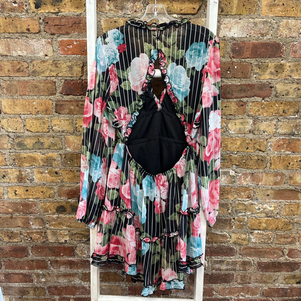 Floral Stripe Blouse Dress
