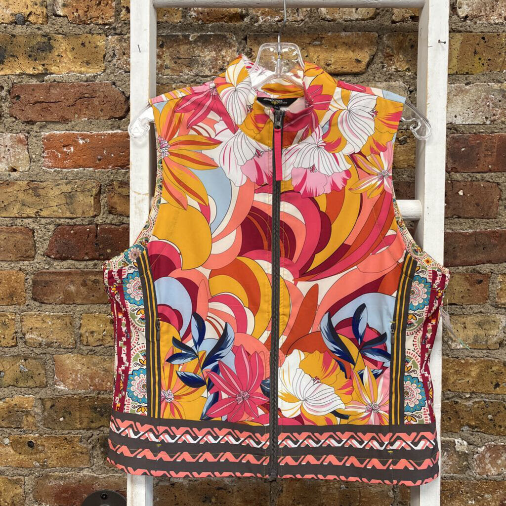 Pattern Zip Up Tank Top