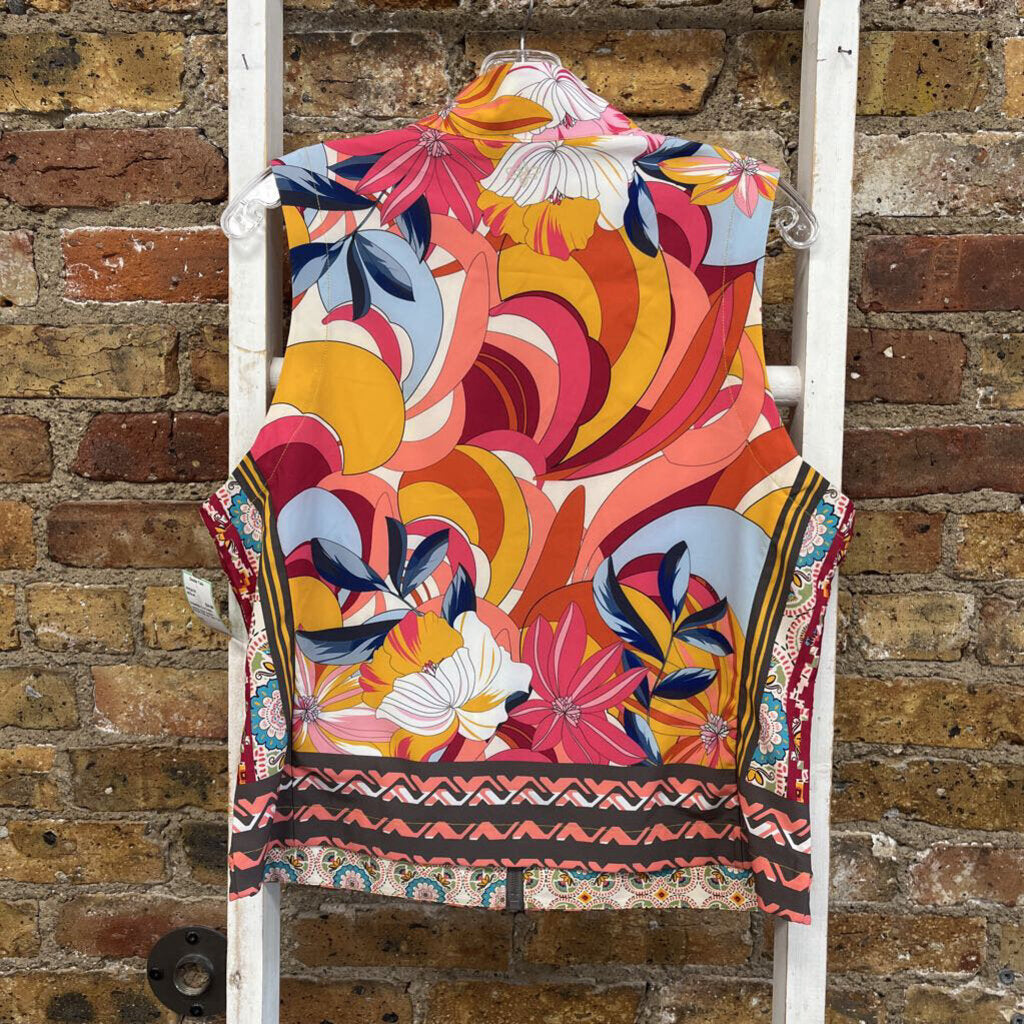 Pattern Zip Up Tank Top