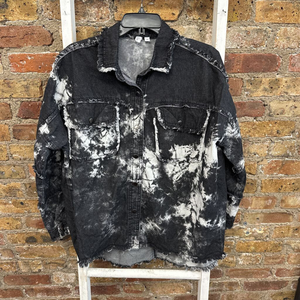 Jacket Denim Fringe Tie Dye