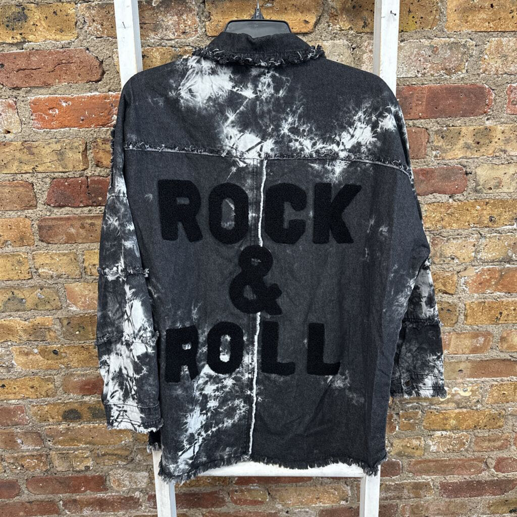 Jacket Denim Fringe Tie Dye