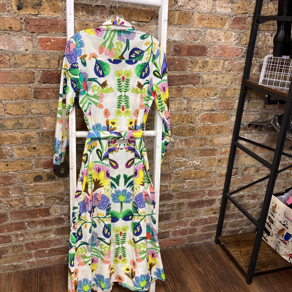 Dress LS Floral Tie