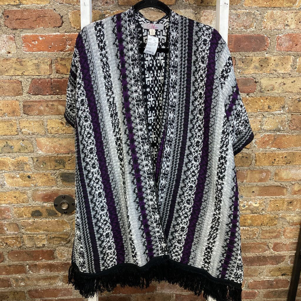 Cardigan Open Fringe Print