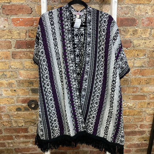 Cardigan Open Fringe Print