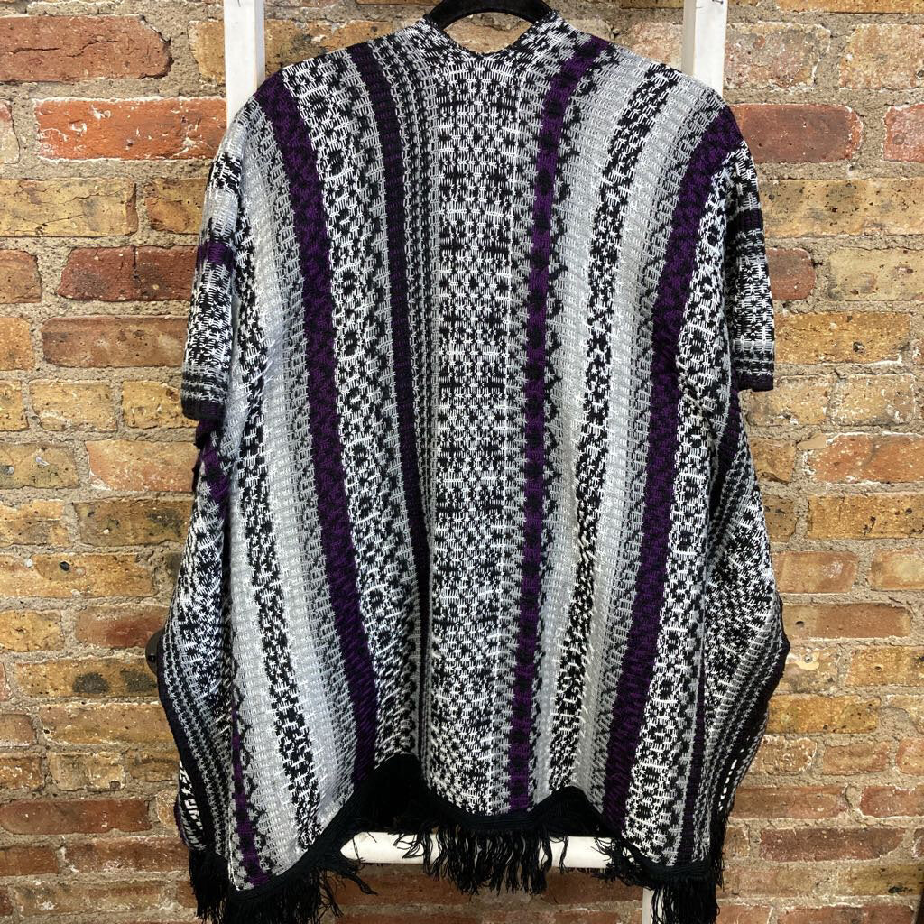 Cardigan Open Fringe Print