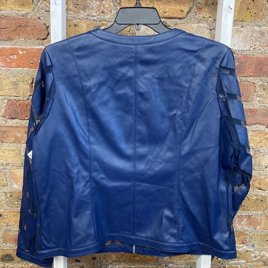 Jacket Zip Up Faux Leather/Mesh