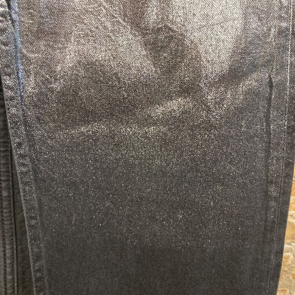 Metallic Denim Long Skirt