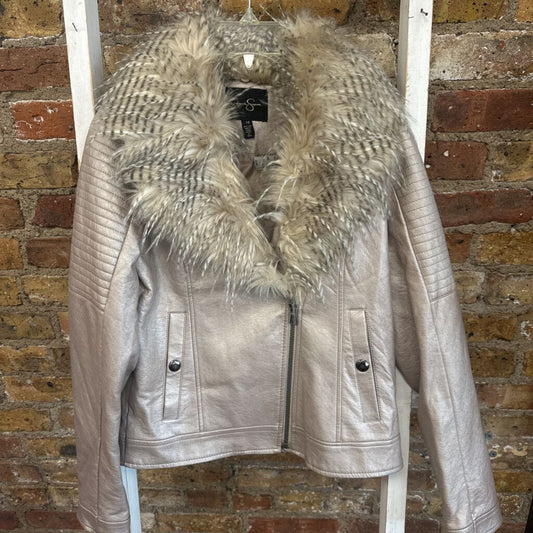 Jacket Moto Faux Fur Collar