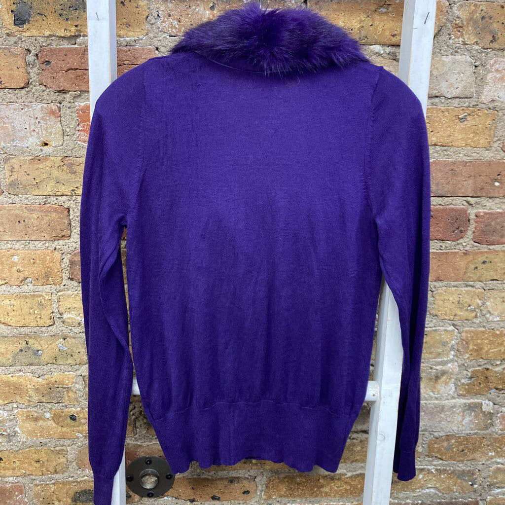 NWT Cardigan Faux Fur Collar