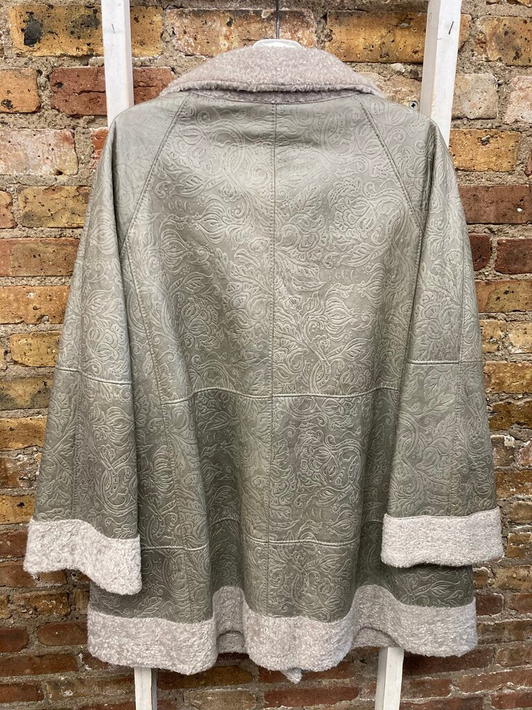 Reversible Embossed Leather Lambs Wool Coat