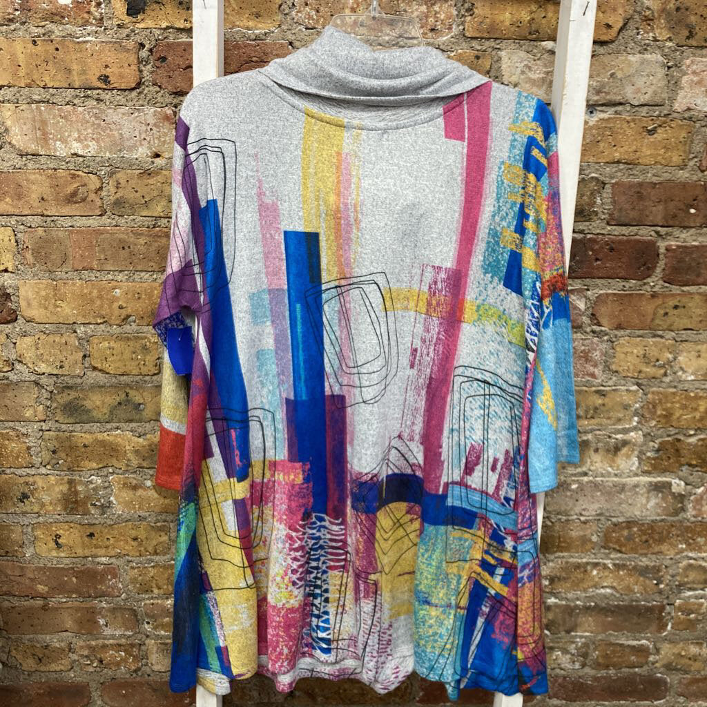 Pullover Print Cowl Neck