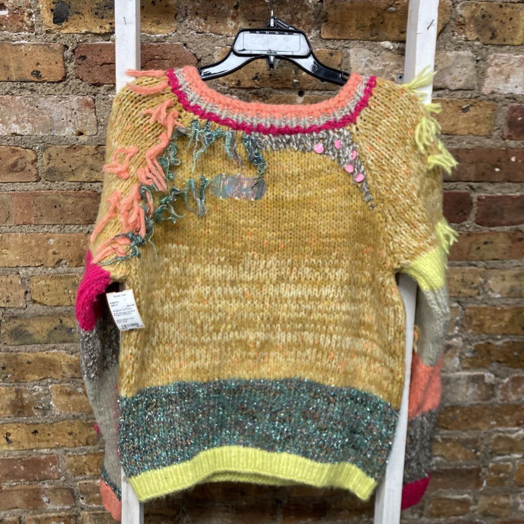 Sweater Fringed Colorblock