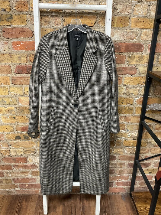 Coat Long Wool Houndstooth