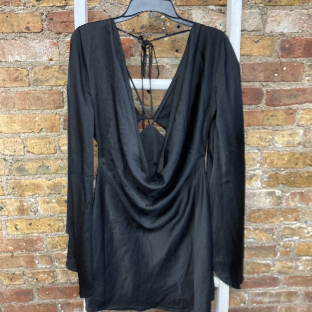 Silky Tie Back LS Dress