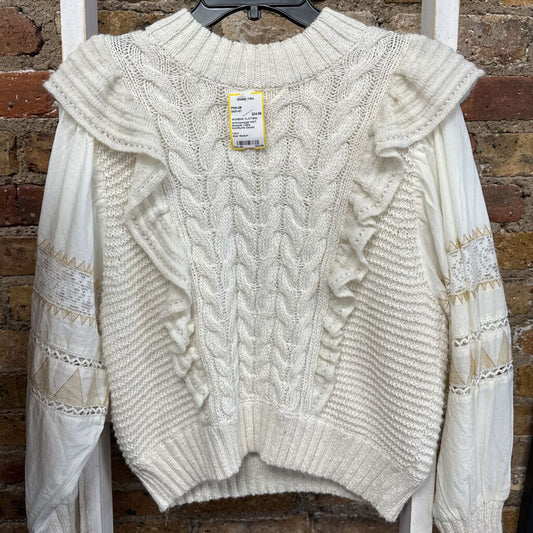 NWT Sweater Cable Knit/Ruffle Details