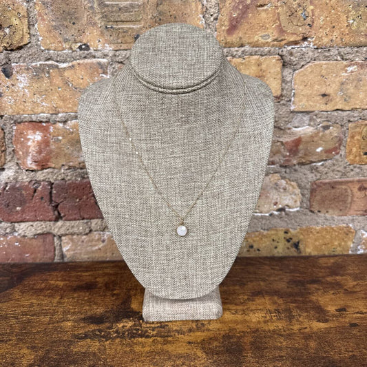 Necklace Round White Stone Pendant