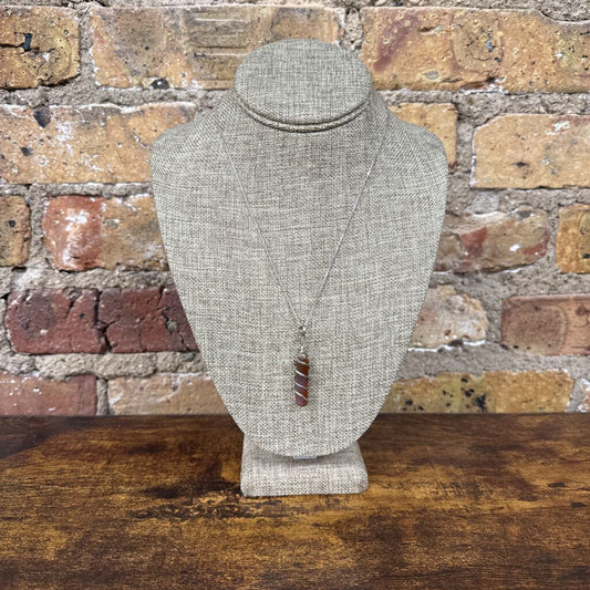 Sterling Necklace Wire Wrapped Crystal Pendant