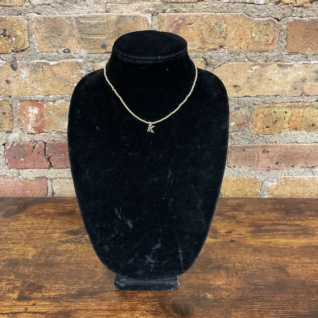 K Initial Beaded Necklace