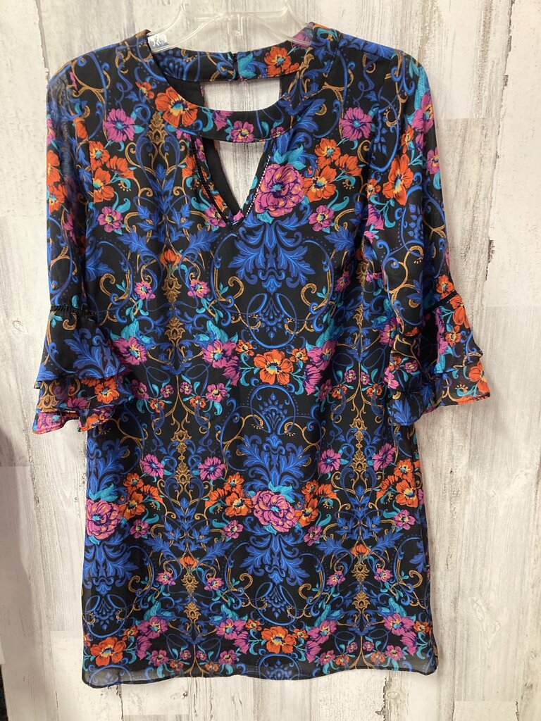 Dress AS-IS 3/4 Fltr Slv Multicolor Paisley Print Sheer