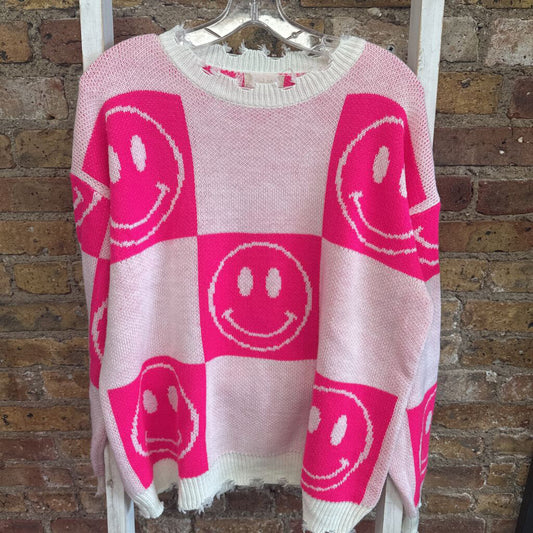 Sweater Checkered Smiley Face