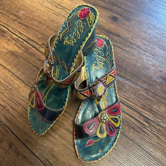 Sandals Hand-Painted Leather