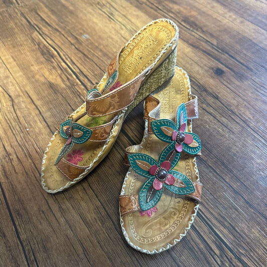 Sandals Floral Leather