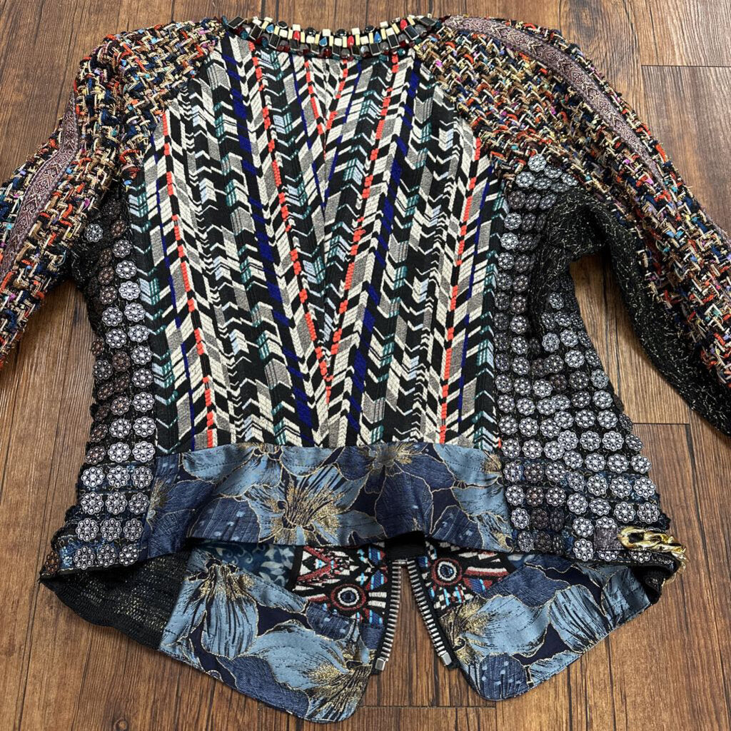 NWT Embellished Beaded Zip Jacket