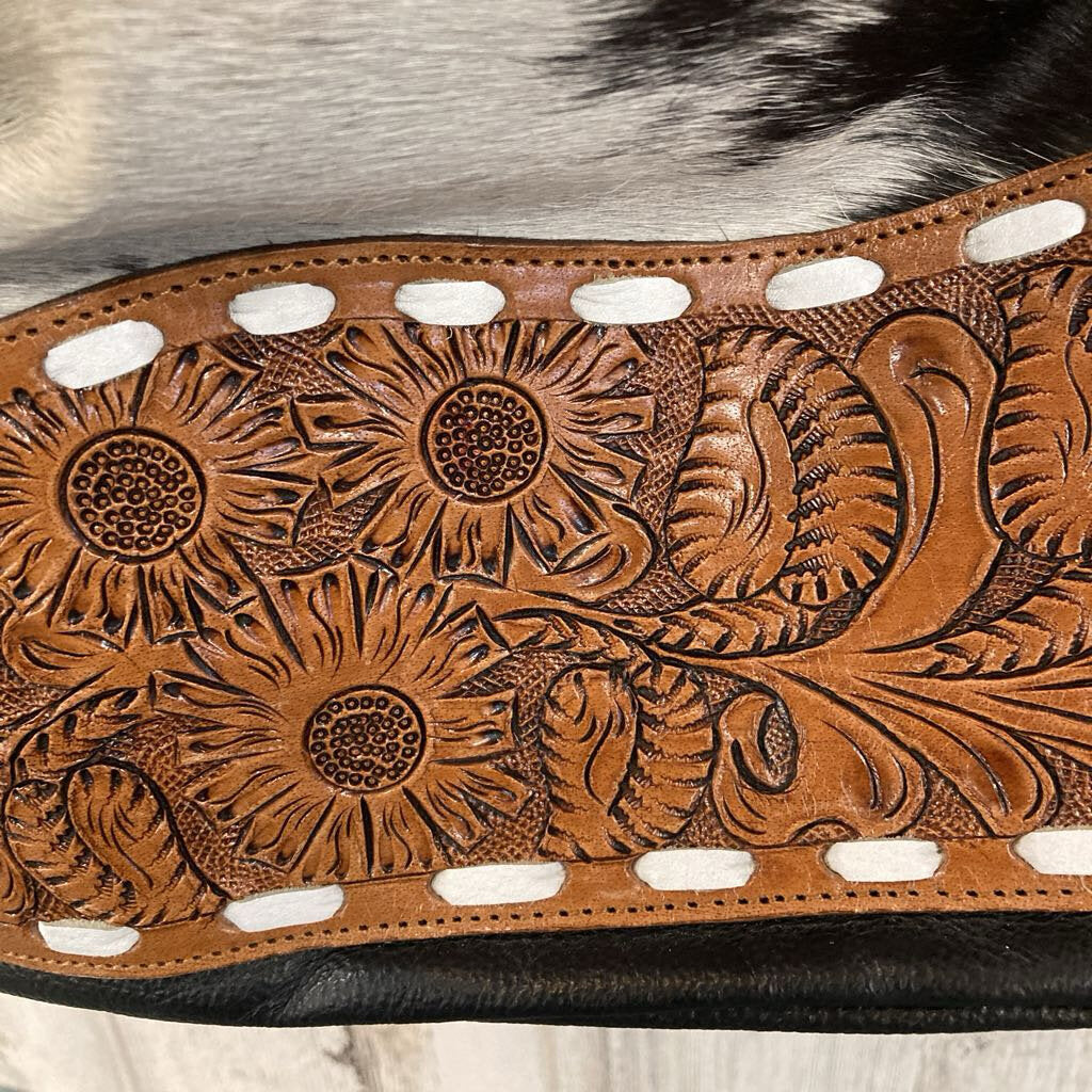 Cinch Bag Cow Hair Tooled Leather