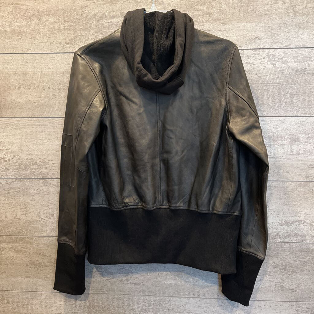 Leather Hooded Jacket