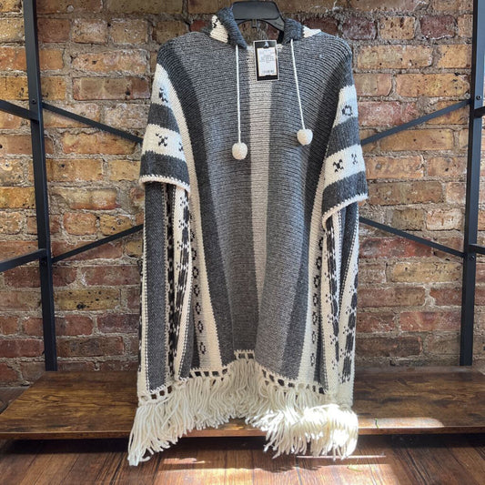 NEW Wool Poncho Striped