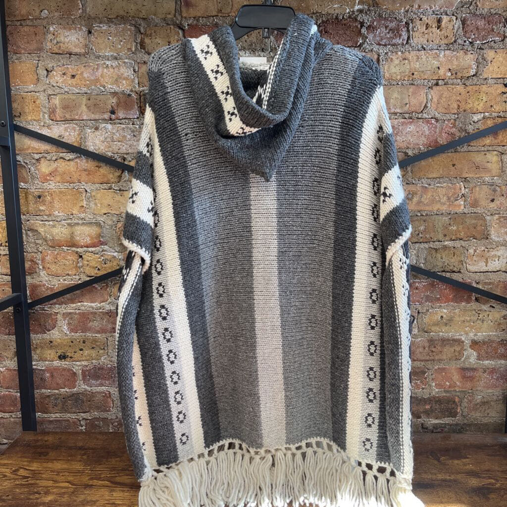 NEW Wool Poncho Striped