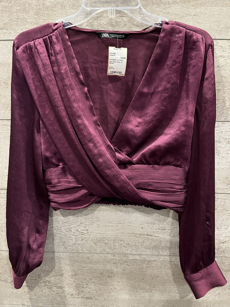 Satin Crop LS Blouse