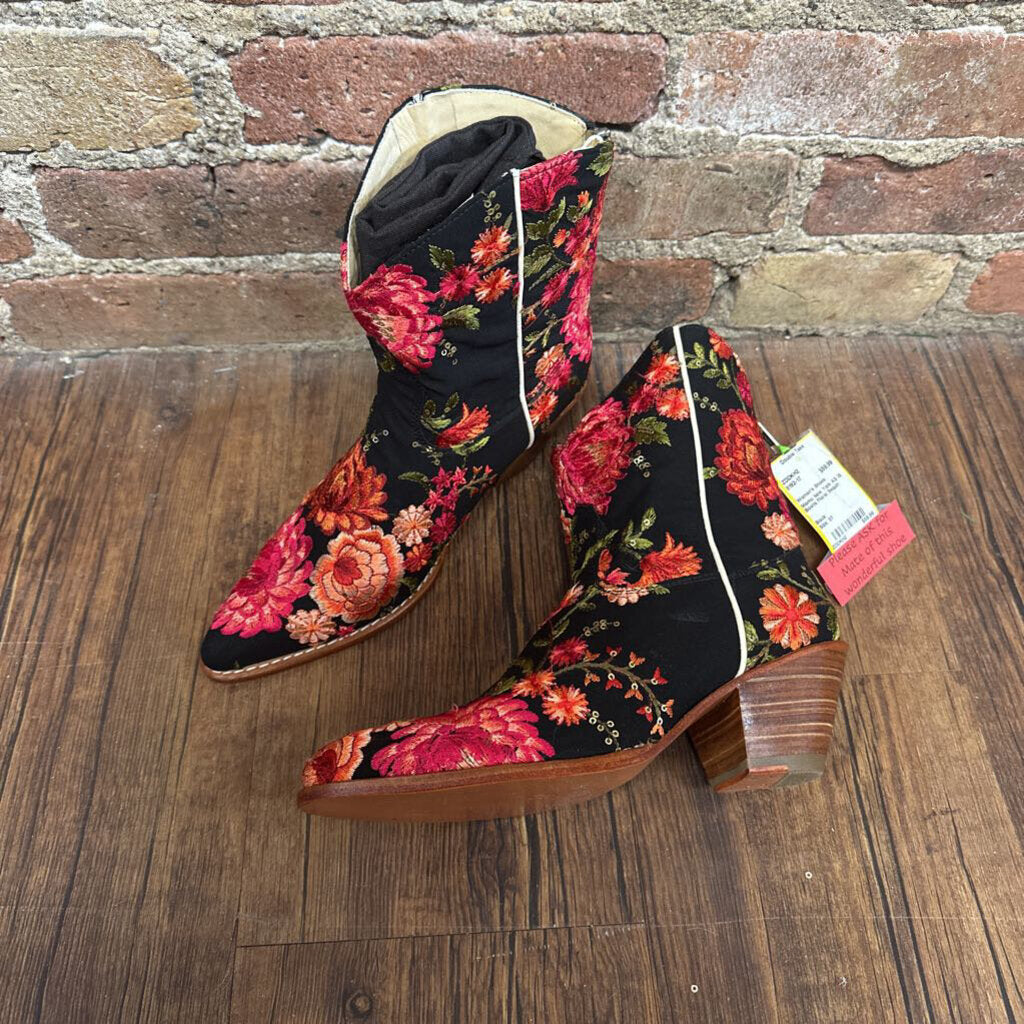 AS IS Boots Floral Sequin