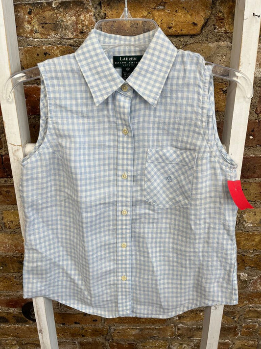 Top Slvls BD Checkered Linen